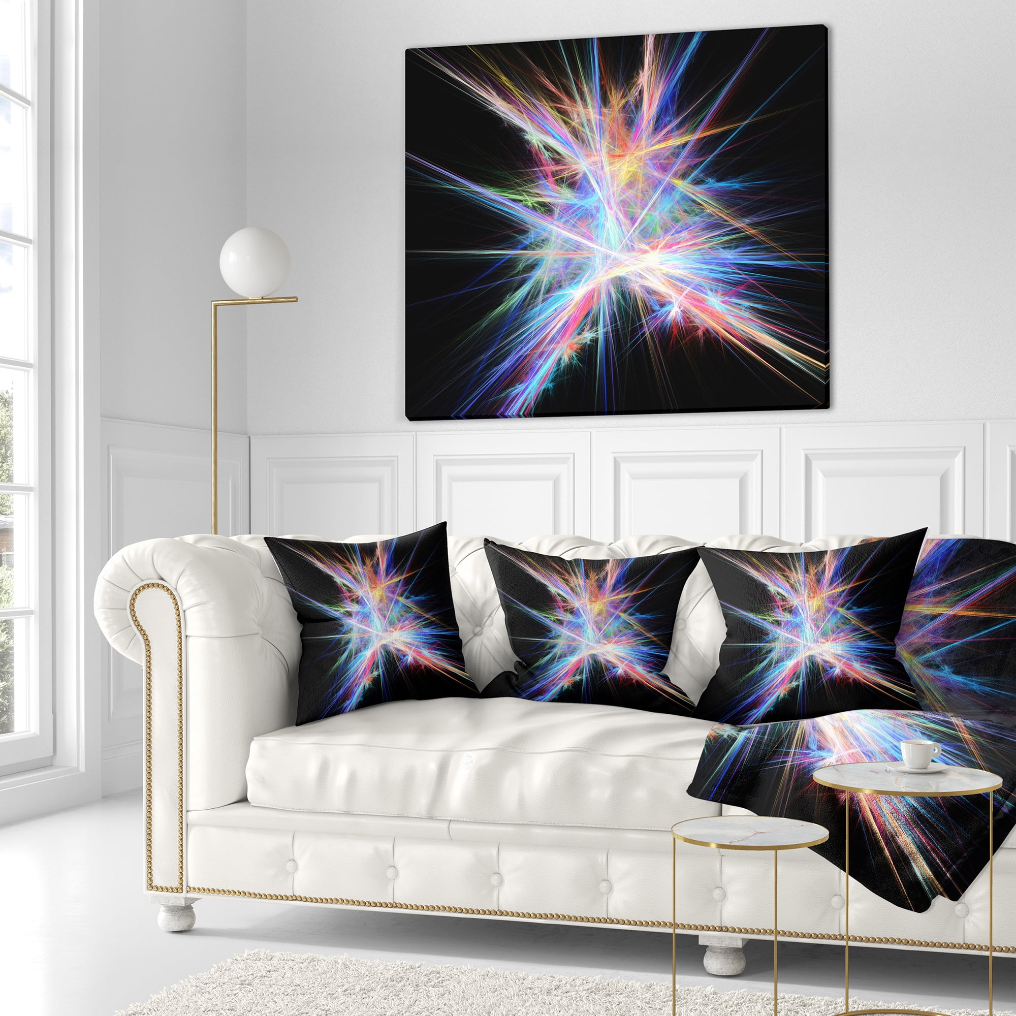Designart Light Blue Spectrum of Light - Abstract Throw Pillow - 16x16