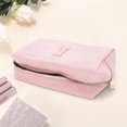 thumbnail image 3 of Unique Bargains 1 Pc Corduroy Rectangular Letter I Makeup Bag Pink, 3 of 5