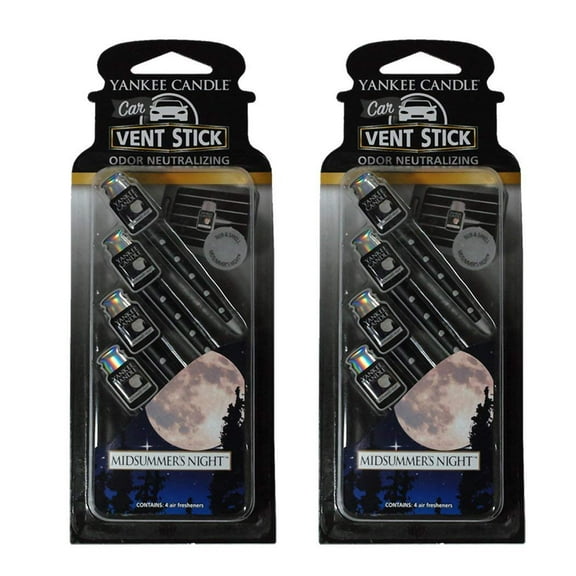 Yankee Candle Car Vent Stick Odor Neutralizing AC & Air Vent Air Freshener, Midsummer's Night (8-Sticks)