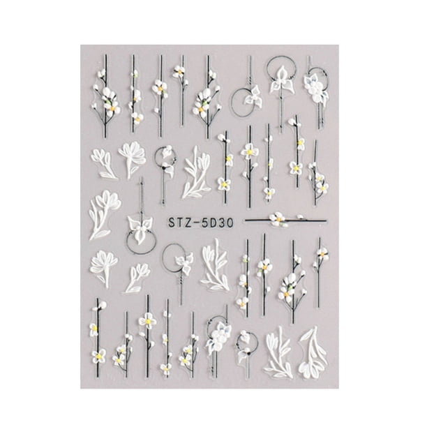 6pcs pegatina de uñas 5D CAMELLIA pegatina de uñas para uñas de acrílico decoración de diseño