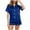 Dark Blue, variant on biudgviw Womens Silk Satin Pajamas Sets Short Sleeve Button down Pjs Set Sleepwear Loungewear Two Piece Pjs Shorts Set with Pockets S-XXL