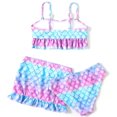 thumbnail image 1 of Traje de baño Traje de baño de 3 piezas para niña pequeña, traje de baño de sirena para niña, Bikini para natación en la playa al aire libre, trajes de baño de estilo veraniego para niños y niña, 1 of 8