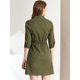 thumbnail image 5 of Allegra K Vestido Estilo Safari Para Mujer Con Puntada En Contraste, Media Tapeta, Mangas 3/4, Vestido Camisero Ejercito verde XS, 5 of 6