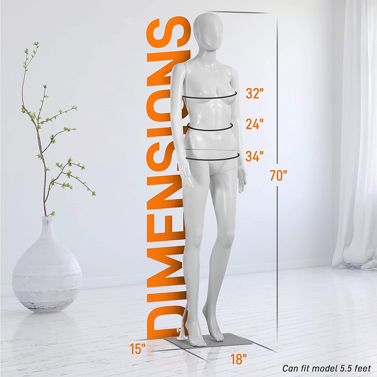 SereneLife SLMAQFE - 68.9'' Female Mannequin Torso Dress Form - Detachable Mannequin Full Body Stand