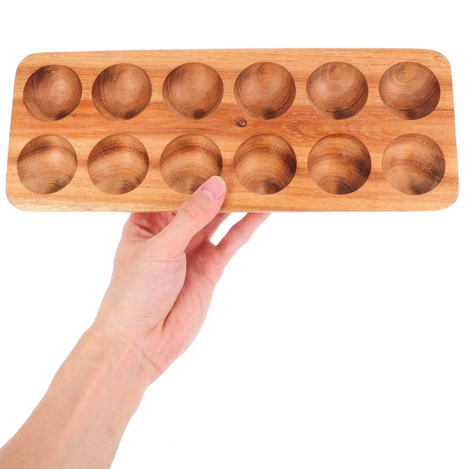 ULTNICE 1Pack Wooden Egg Tray for Kitchen Use and Storage in Brown Acacia Wood