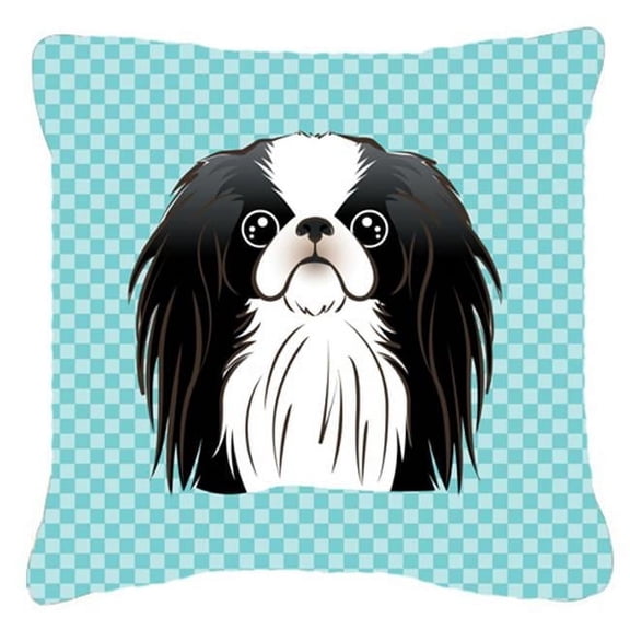 Caroline's Treasures BB1168PW1818 Checkerboard Blue Japanese Chin Canvas Fabric Decorative Pillow , 18H x18W, multicolor