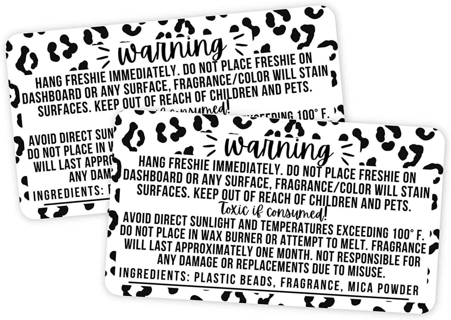 Freshie Warning Label Stickers 350 Pack Sticker Size 2.25" inches L x 1