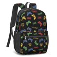 thumbnail image 2 of Game Controller Black Pattern 17" School Backpacks for Teens,Waterproof Oxford Fabric,S-Shape Padded Straps for School,Travel,Hiking,Camping, 2 of 6