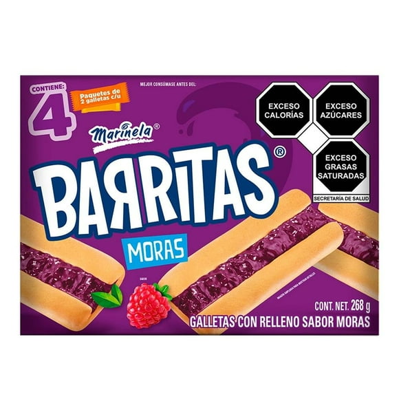 Barritas Marinela con relleno sabor moras 268 g