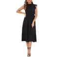thumbnail image 1 of INSPIRE CHIC Vestidos Midi para Mujeres con Cuello Mock y Mangas Rizadas XS Negro, 1 of 6