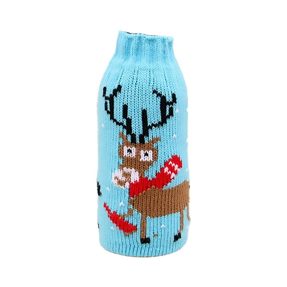 XKHBDL Christmas Bottle Cover Wine Sweater Knitted Champagne Bottle Bag, Santa Claus Wine Bag Reindeer Drawstring for Xmas Party Decoration