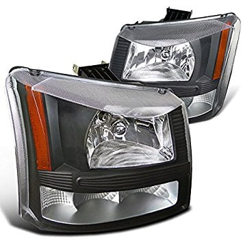 - Spec-D Tuning 2LH-SIV03JM-ABM Chevy Silverado Avalanche 1500 2500 3500 Black 1PC Headlights bumper Lamps