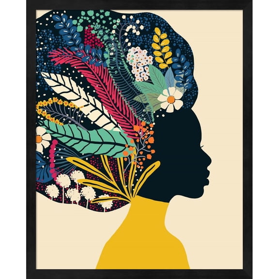 Great Art Now Afro Woman In Yellow by Ioana Horvat, Framed Wall Art, 17.25W x 21.25H