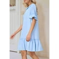 thumbnail image 6 of Women'S Summer Button Down Shirt Dress Casual Ruffle Sleeve Shift Mini Dresses with Pockets Light blue XXL, 6 of 8