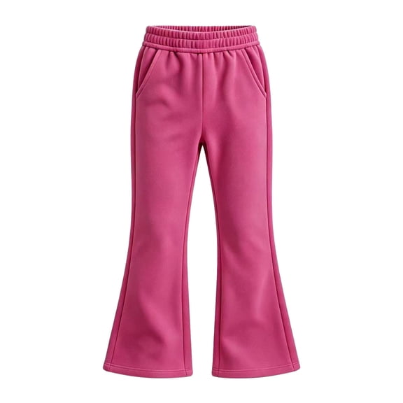 MEZZALL Girls Flared Pants High Waist School Style Trousers Lined High Rise Cozy Autumn Winter Kids Pants, 15-16 Years