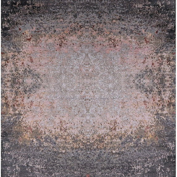 Ahgly Company Indoor Square Mid-Century Modern Rosy Brown Pink Oriental Area Rugs, 3' Square