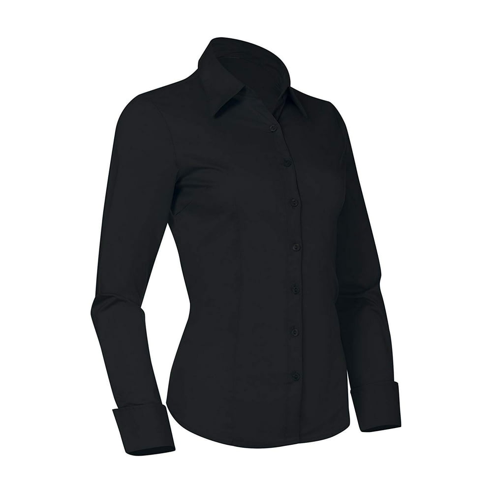 womens black button down long sleeve
