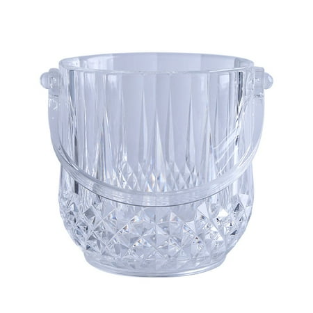 

2Pcs Practical Acrylic Round Ice Bucket Portable Red Wine Ice Bucket for Bar Champagne(Ice Bucket + Ice Clamp)