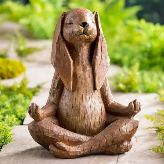 Meditation Zen Rabbit Statue, Yoga Animal Rabbit Sculpture for Bunny Garden Statue, Indoor Outdoor Patio Yard Lawn Decor