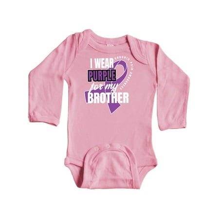 

Inktastic Chronic Pain I Wear Purple For My Brother Gift Baby Boy or Baby Girl Long Sleeve Bodysuit