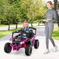 thumbnail image 2 of Honeyjoy 12V Kids Ride On Car Battery Powered Electric Remote Control LED Lights Music Rose Red, 2 of 10