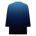 thumbnail image 6 of Womens 3/4 Sleeve Tops Gradient Color Tee Shirt Loose Fit V Neck Button up Pullover T-shirts Casual Fall Clothes (3XL, Navy), 6 of 7