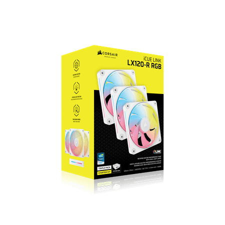 CORSAIR - iCUE LINK LX120-R RGB 120mm PWM Reverse Blade Computer Case Fan Starter Kit (3-pack) - White
