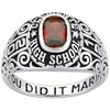Order Now For Holiday Delivery, Freestyle, Women's Platinum Plated Celebrium Fancy Scroll Birthstone Class Ring, High School or College Graduation