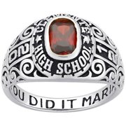 Order Now For Holiday Delivery, Freestyle, Women's Platinum Plated Celebrium Fancy Scroll Birthstone Class Ring, High School or College Graduation