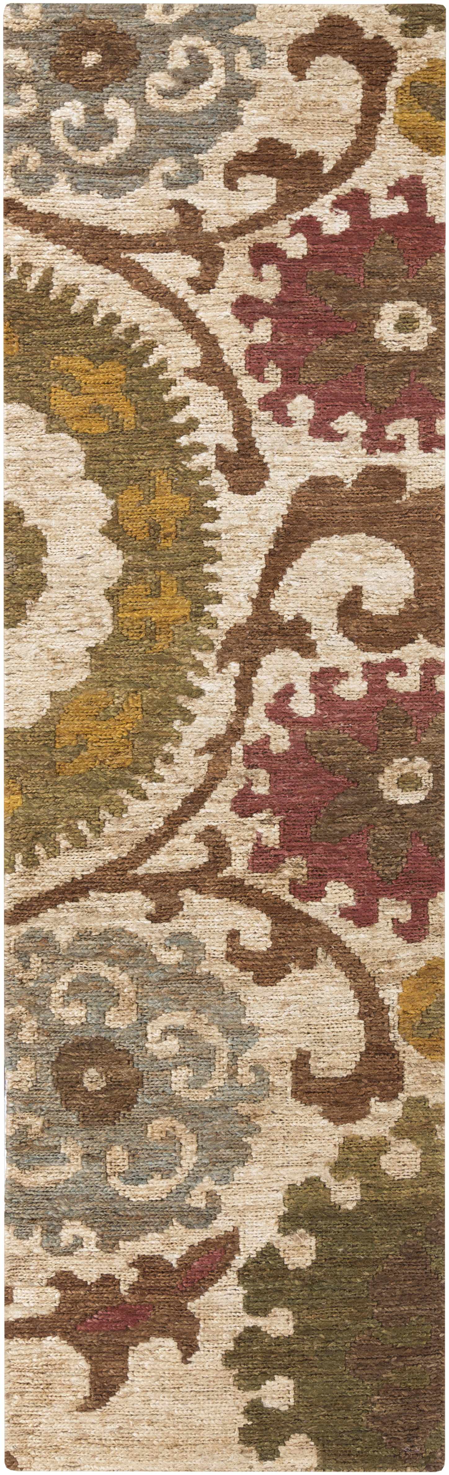 Hauteloom Stillmore Jute Living Room, Bedroom Area Rug - Bohemian/Global - Olive, Rust, Teal - 2' x 3'