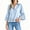 Blue, variant on Turn-down Collar Women Casual Lace Hem Button Blouse 3/4 Sleeve Tops