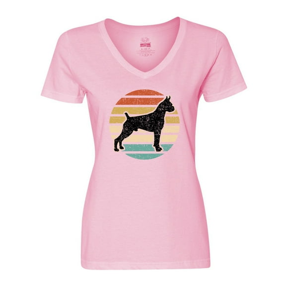 Inktastic Boxer Dog Vintage Silhouette Women's V-Neck T-Shirt