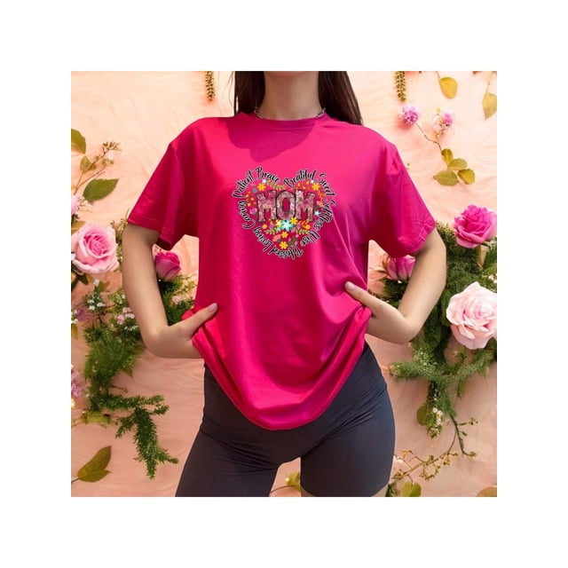 Playera MOM con Palabras de Amor – Regalo Perfecto para Mamá este 10 de Mayo Color Fucsia Talla Grande Marca Emil SaEs