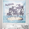 thumbnail image 1 of Vintage Beach Tapestry, Illustration Aloha Themed Hawaiian Island Palm Trees, Fabric Wall Hanging Decor for Bedroom Living Room Dorm, 5 Sizes, Pale Blue Purpleblue, by Ambesonne, 1 of 1