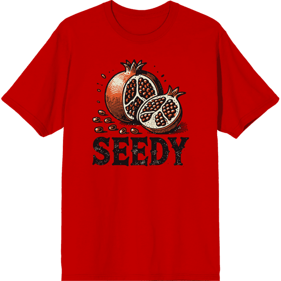 Seedy Pomegranate Adult Red Crew Neck Short Sleeve Tee-Large