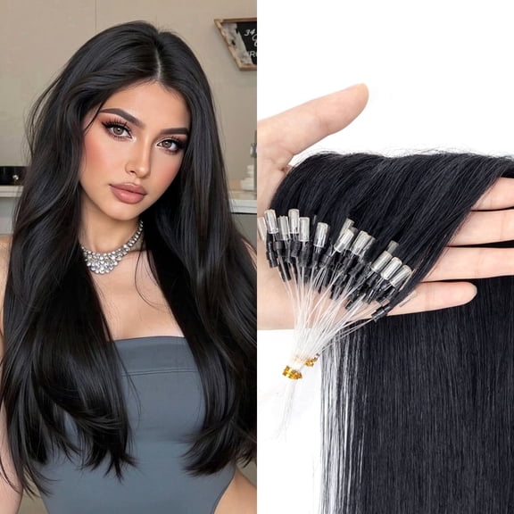 Micro Bond Hair Extensions Black Color 20Inch Natural Hair Extension 30g/pack