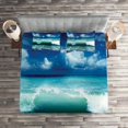 thumbnail image 2 of Ambesonne Ocean Quilted Coverlet 3 Pcs, Caribbean Seascape Waves, King Size, Aqua Navy Blue White, 2 of 2