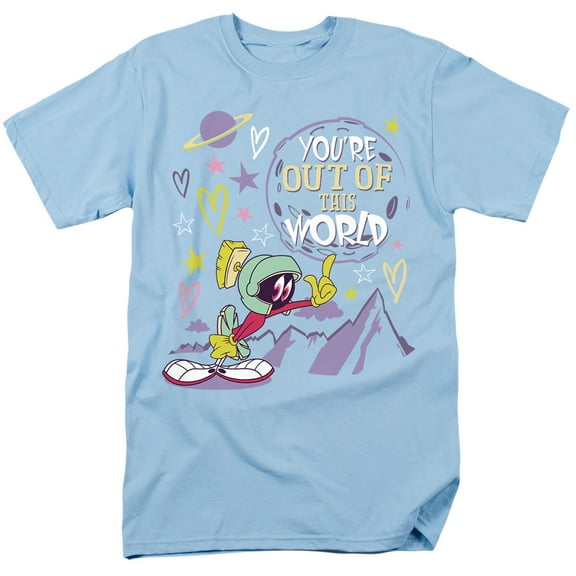 Looney Tunes Out Of This World Valentine Unisex Adult T Shirt, Light Blue, Large