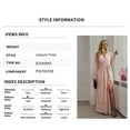 thumbnail image 4 of Women's Long Sleeve Midi Dress Belted Ruched Slit Formal Wedding Guest Dresses, 4 of 9