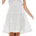 thumbnail image 3 of Planet Gold Juniors' Cotton Puff Sleeve Side Cutout Tiered Dress White Size XX-Large, 3 of 3