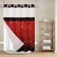 thumbnail image 6 of No Hook Shower Curtain with Snap in Liner, Abstract Red Gradient Geometric Waterproof Fabric Bathroom Curtain Mesh Top Window, Modern Stereo Aesthetics Shower Curtains 48x72in, 6 of 9