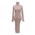 thumbnail image 4 of Kcodviy Robe Chandail à Col Roulé à Manches Longues pour Femmes Robes Chandail à Manches Longues Robe Moulante en Tricot à Col en V pour Femmes Robe Midi Chandail Robes, 4 of 4