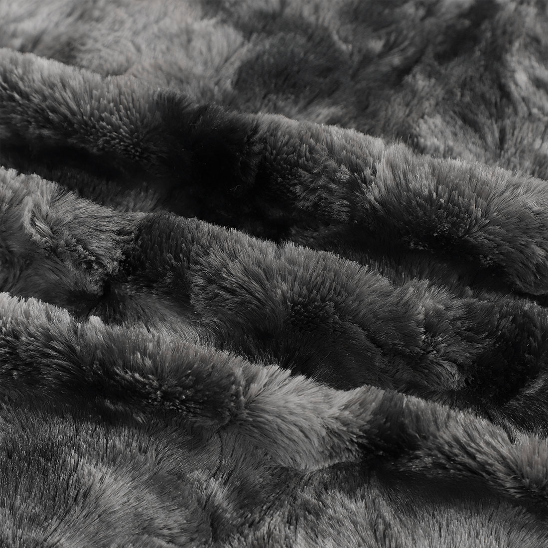 Unique Bargains Soft Fluffy Shaggy Faux Fur Blanket, Throw, Gunmetal