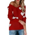 thumbnail image 2 of Aoochasliy Womens Sweaters Pullover Clothes Oversized V Neck Love Printing Casual Loose Knit Tops, 2 of 6