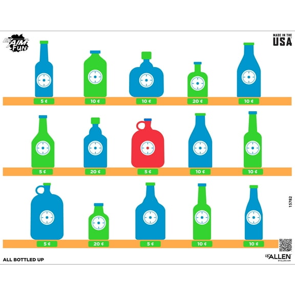 Ez Aim FUN All Bottled Up Paper Shooting Target, 24" x 19," 4-Pack, Multi