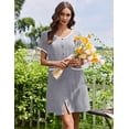 thumbnail image 5 of Ekouaer Nightgowns for Women Bamboo Viscose Button Down Sleep Shirts Short Sleeve Nightshirts House Dress with Pockets, 5 of 6