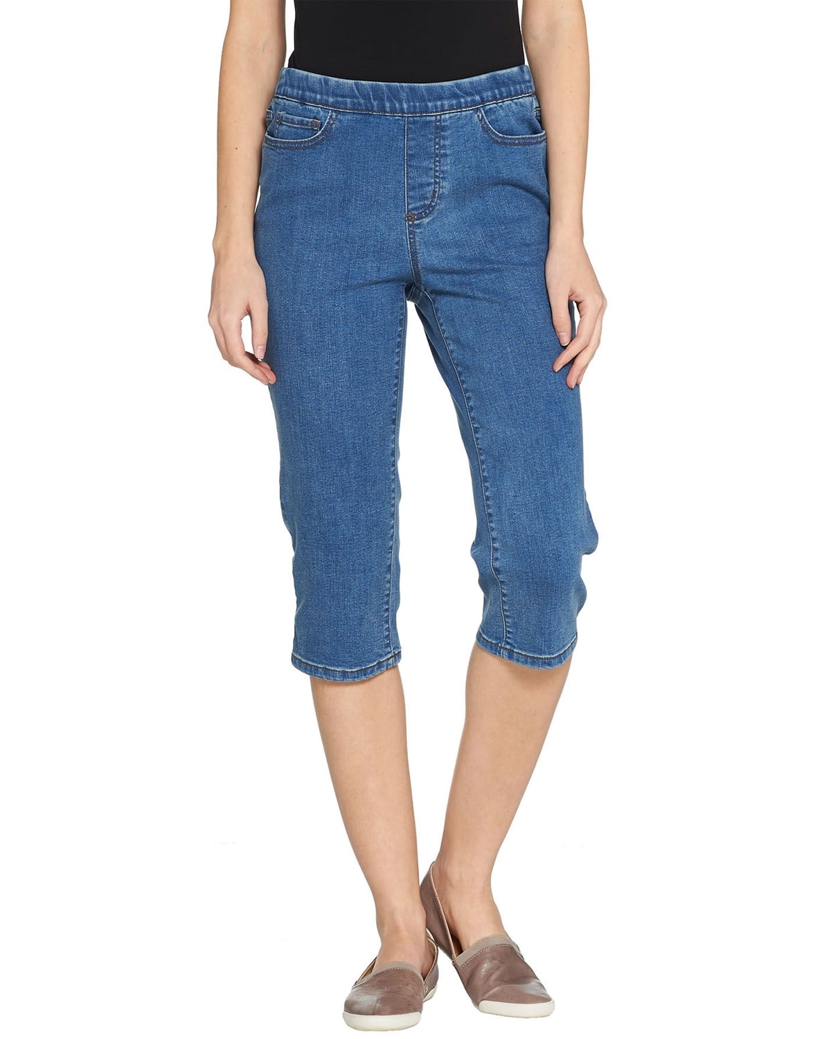 Denim & Co. - Denim & Co. Womens Modern Denim Pull-On Capri Jeans ...