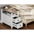 thumbnail image 2 of VVFLU Farmhouse End Table with Charging Station, White Nightstand Narrow, Skinny Slim Small, Bedroom, 2 of 7