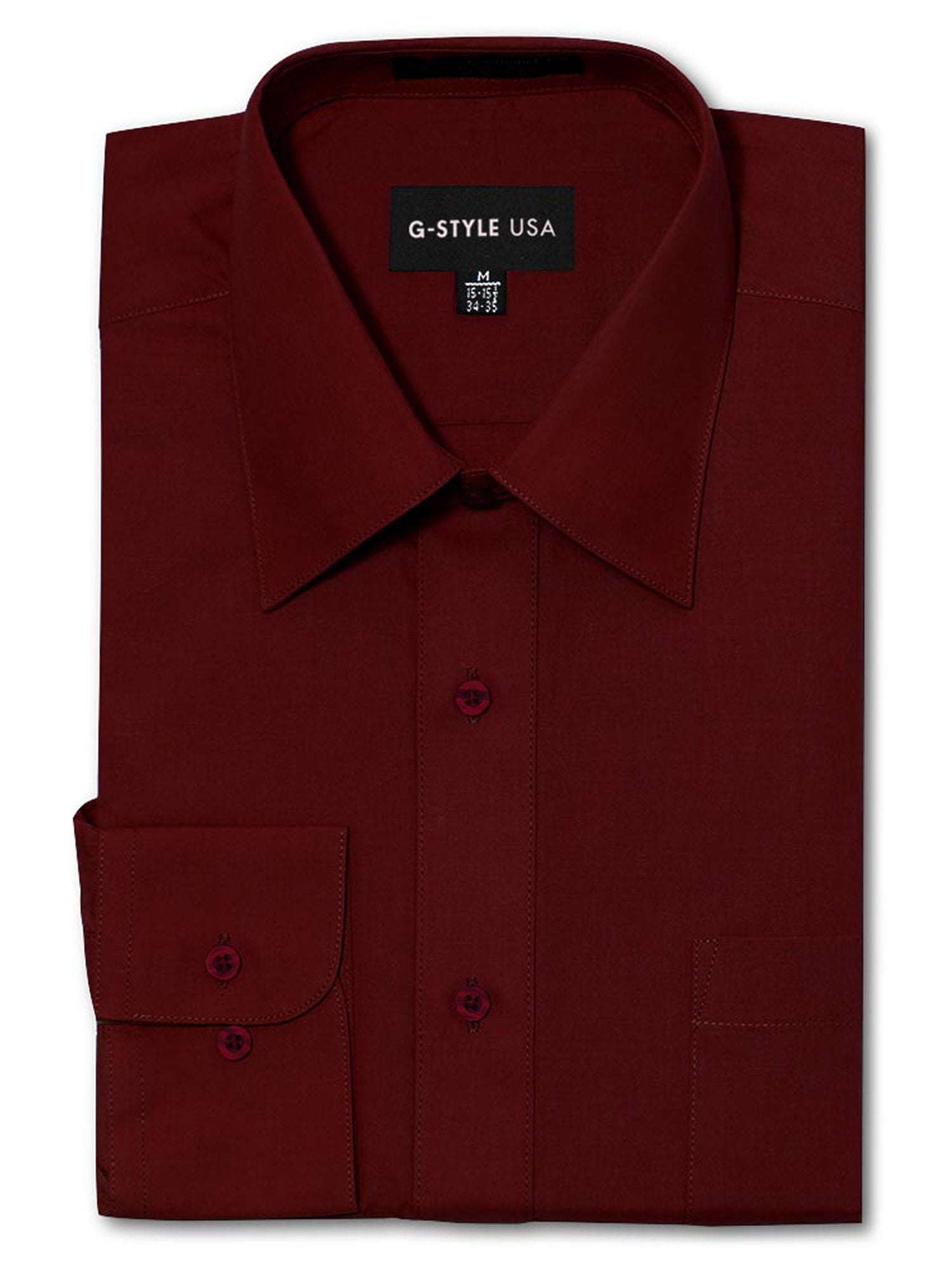 GStyle USA Men's Regular Fit Long Sleeve Solid Color Dress Shirts