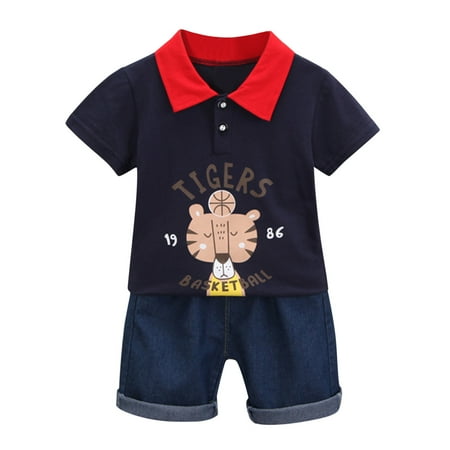 

NIUREDLTD Baby Boy Clothes OutfitsCottonCartoon PrintedCasual2PC Set Size 90
